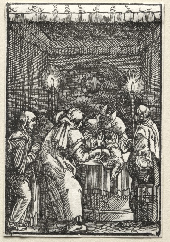 The Fall and Redemption of Man:  Joachim's Offering Rejected by the High Priest, c. 1515. Albrecht Altdorfer (German, c. 1480-1538). Woodcut