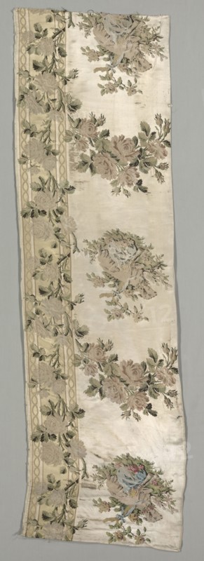 Length of Brocaded Satin, c. 1780. Philippe de Lasalle (French, 1723-1805). Satin, brocaded; silk with areas of chenille; overall: 182.9 x 54.6 cm (72 x 21 1/2 in.)
