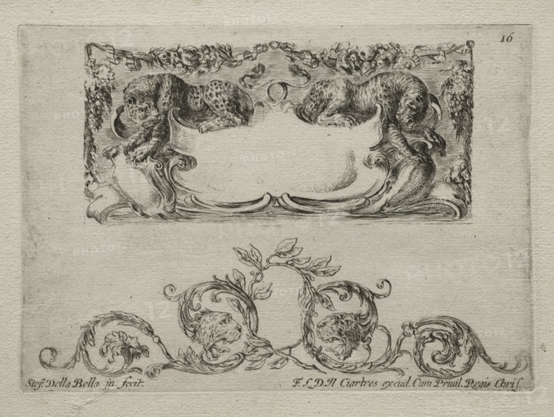Collection of Various Caprices and New Designs of Cartouches and Ornaments:  No 16. Stefano Della Bella (Italian, 1610-1664). Etching