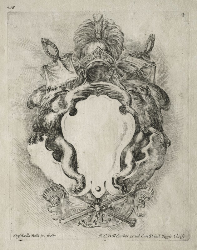 Collection of Various Caprices and New Designs of Cartouches and Ornaments:  No. 4. Stefano Della Bella (Italian, 1610-1664). Etching