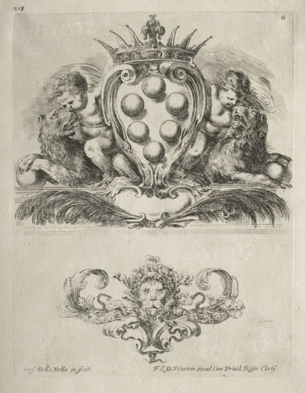 Collection of Various Caprices and New Designs of Cartouches and Ornaments:  No. 6. Stefano Della Bella (Italian, 1610-1664). Etching