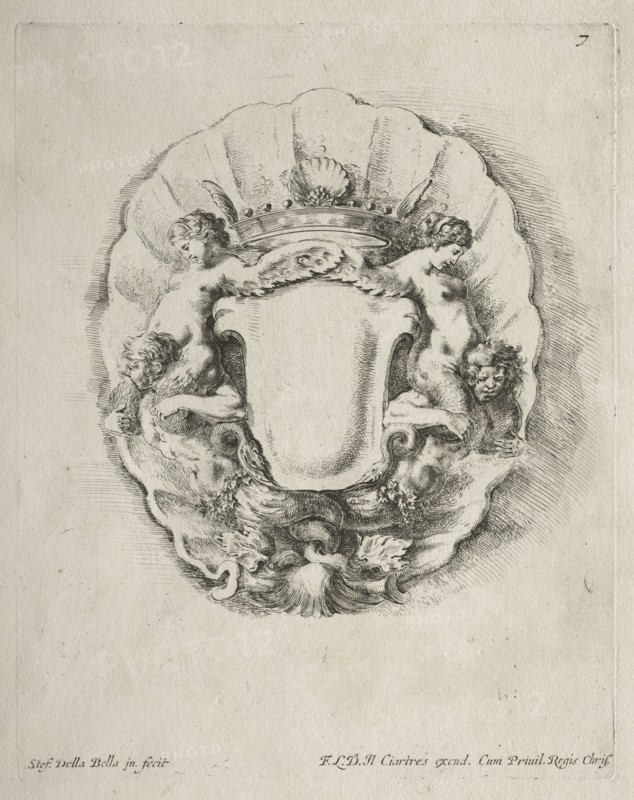 Collection of Various Caprices and New Designs of Cartouches and Ornaments:  No 7. Stefano Della Bella (Italian, 1610-1664). Etching