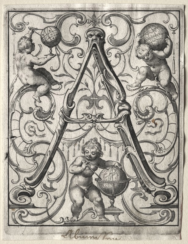 New ABC Booklet:  A, 1627. Lucas Kilian (German, 1579-1637). Engraving