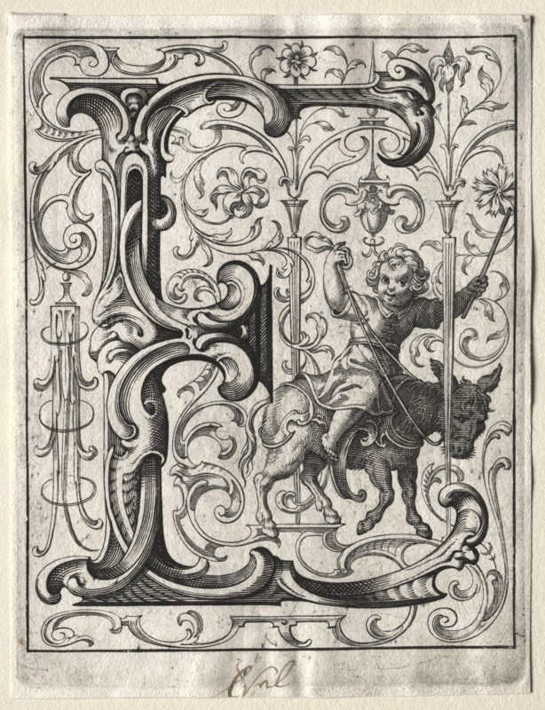 New ABC Booklet:  E, 1627. Lucas Kilian (German, 1579-1637). Engraving