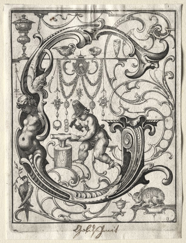 New ABC Booklet:  G, 1627. Lucas Kilian (German, 1579-1637). Engraving