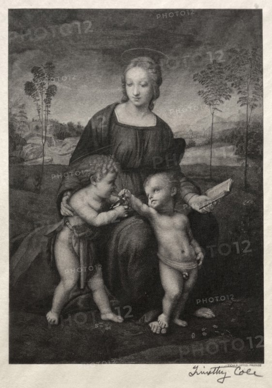 Old Italian Masters:  The Madonna of the Goldfinch, 1888-1892. Timothy Cole (American, 1852-1931). Wood engraving