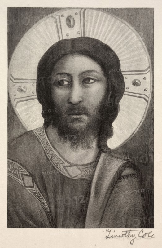 Old Italian Masters:  Head of Christ, 1888-1892. Timothy Cole (American, 1852-1931). Wood engraving