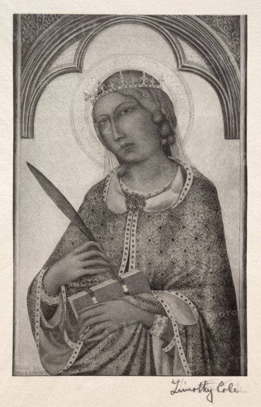 Old Italian Masters:  St. Catherine of Alexandria, 1888-1892. Timothy Cole (American, 1852-1931). Wood engraving