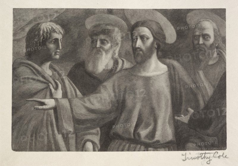 Old Italian Masters:  The Tribute Money, 1888-1892. Timothy Cole (American, 1852-1931). Wood engraving