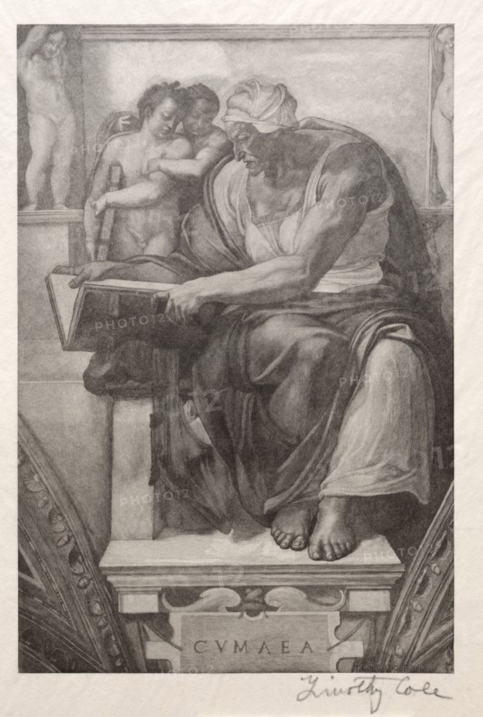 Old Italian Masters:  The Cumaean Sibyl, 1888-1892. Timothy Cole (American, 1852-1931). Wood engraving