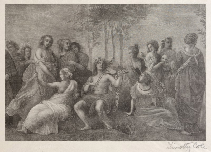 Old Italian Masters:  Parnassus, 1888-1892. Timothy Cole (American, 1852-1931). Wood engraving