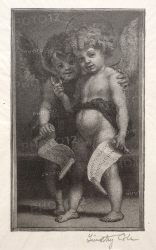 Old Italian Masters:  Two Child Angels, 1888-1892. Timothy Cole (American, 1852-1931). Wood engraving