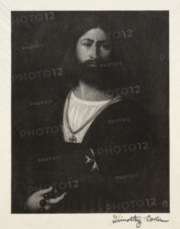 Old Italian Masters:  Knight of Malta, 1888-1892. Timothy Cole (American, 1852-1931). Wood engraving