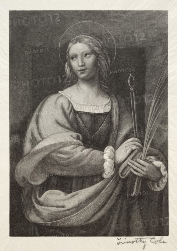 3: Old Italian Masters:  St. Apollonia, 1888-1892. Timothy Cole (American, 1852-1931). Wood engraving