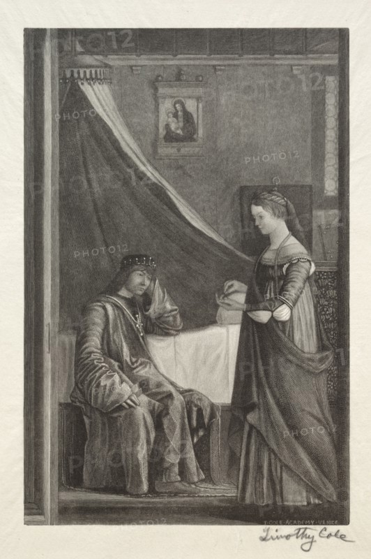 Old Italian Masters:  St. Ursula with her Father, 1888-1892. Timothy Cole (American, 1852-1931). Wood engraving