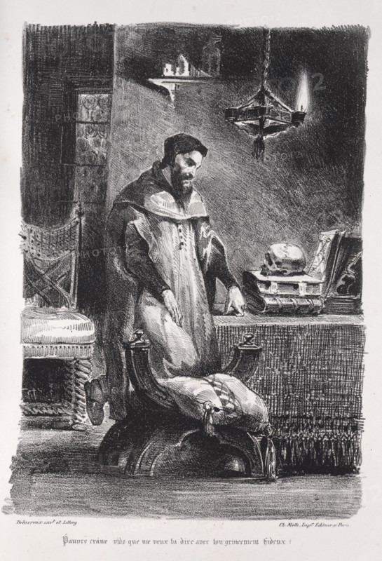 Faust: Tragédie de M. de Goethe, translated into French by Albert Stapfer.: Illustrations for Faust: Faust in his dressing-room, 1828. Eugène Delacroix (French, 1798-1863), Chez Ch. Motte, Éditeur, distributed by Chez Sautelet, Libraire. Lithograph