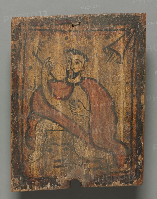 San Geronimo:  santo de retablo, 1600s-1700s. America, New Mexico, 17th-18th century. Oil on wood; overall: 24 x 18 x 2.3 cm (9 7/16 x 7 1/16 x 7/8 in.).