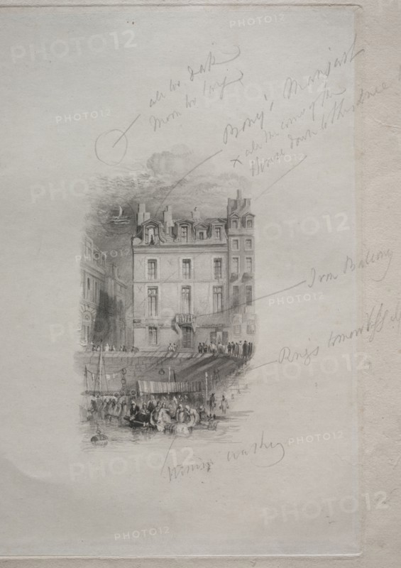 Napoleon's Logement, Quai Conti, 1836. John Horsburgh (British, 1791-1869), after Joseph Mallord William Turner (British, 1775-1851). Engraving