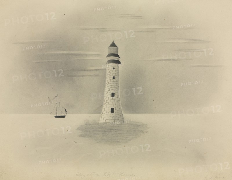Eddystone Lighthouse, 1840. Mary Altha Nims (American, 1817-1907). Pencil; image: 12.7 x 18.4 cm (5 x 7 1/4 in.).