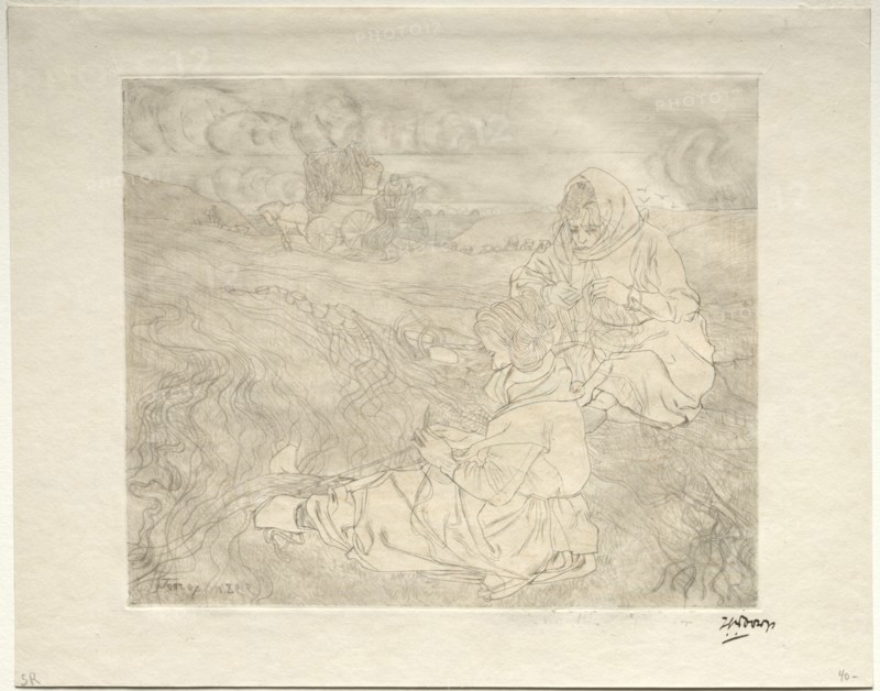 Net Menders, 1899. Jan Toorop (Dutch, 1858-1928). Etching