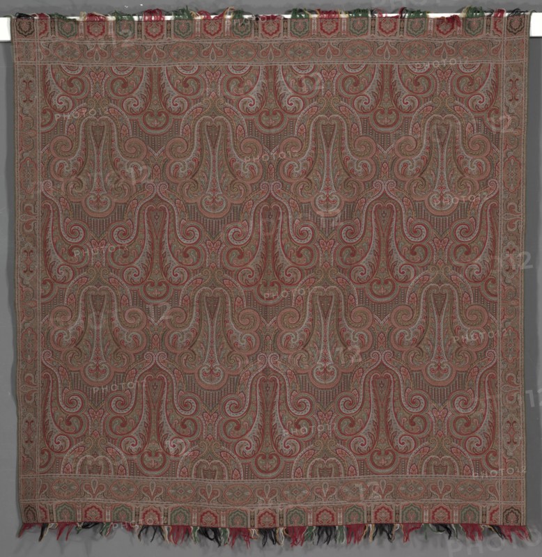 Square Reversible Shawl, c. 1865. England, Norwich or France, Lyon or Scotland, Paisley, second half of 19th century. Cotton and wool; overall: 185.4 x 175.3 cm (73 x 69 in.).