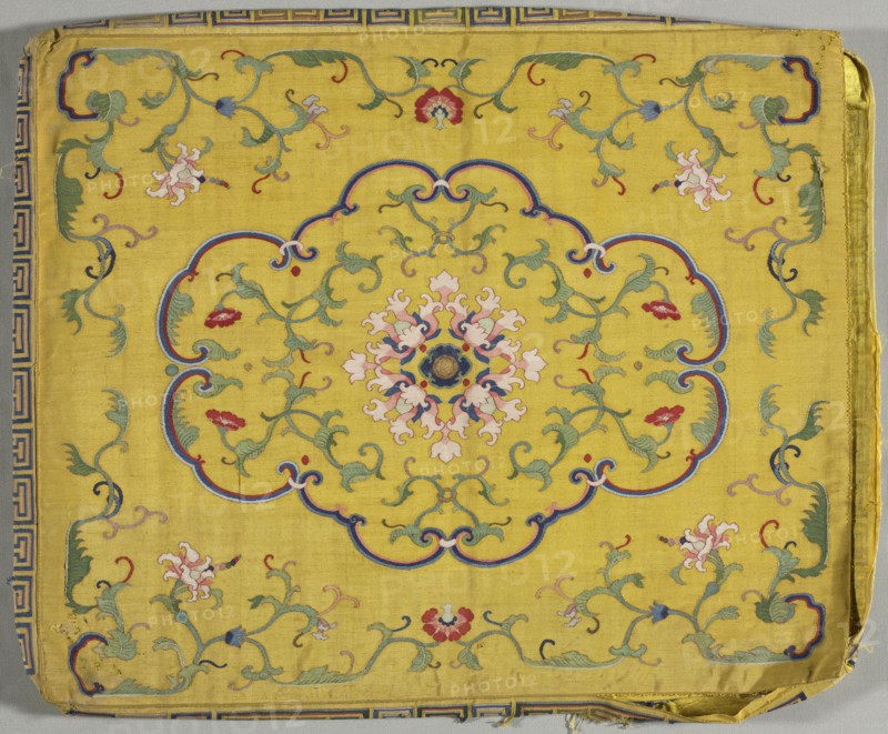 Cushion Cover, 1700s. China, 18th century. Silk, metallic thread; overall: 52.1 x 42.6 cm (20 1/2 x 16 3/4 in.)