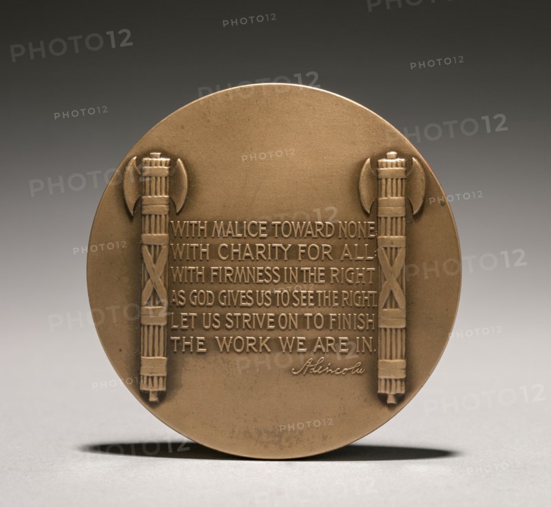Abraham Lincoln Medal (reverse), 1900s. Charles Calverley (American, 1833-1914). Bronze; diameter: 6.9 cm (2 11/16 in.).