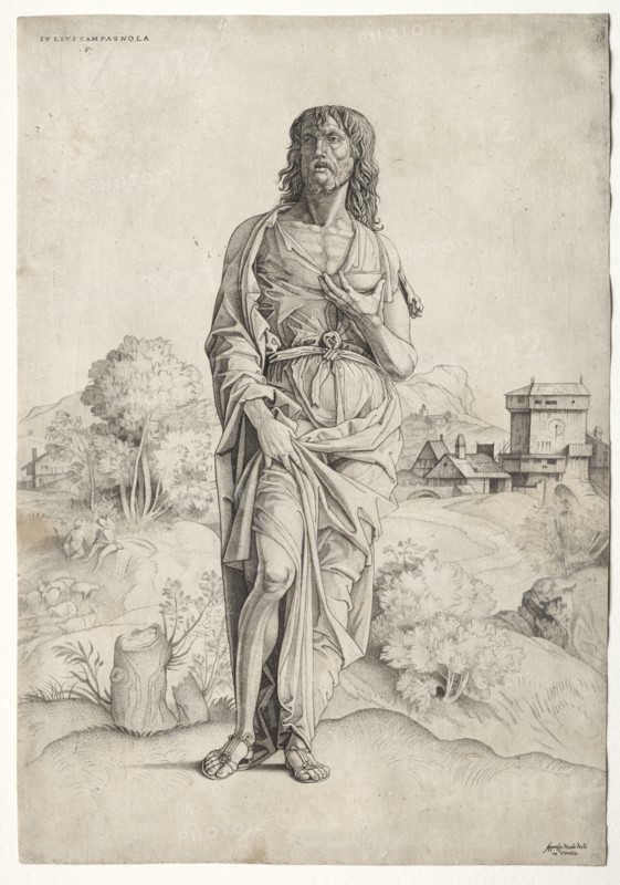 St. John the Baptist, c. 1505. Giulio Campagnola (Italian, 1482-1515). Engraving