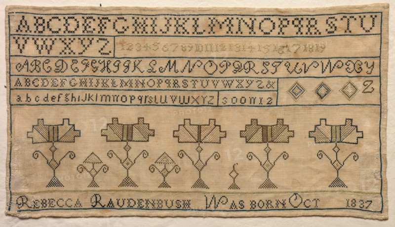 Sampler, 1837. America, 19th century. Embroidery; silk on linen; average: 24.2 x 44.8 cm (9 1/2 x 17 5/8 in.)