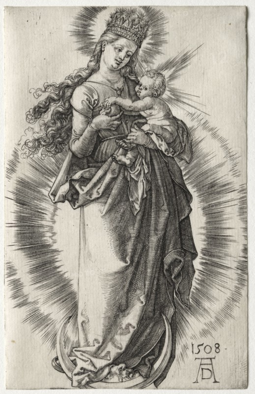 The Virgin with a Starry Crown, 1508. Albrecht Dürer (German, 1471-1528). Engraving
