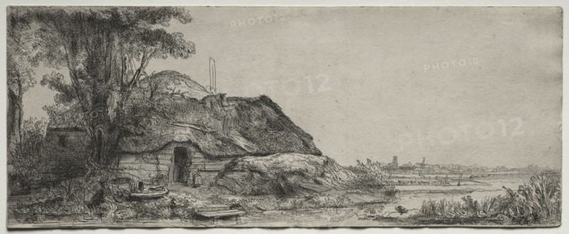 Landscape with a Cottage and a Large Tree, 1641. Rembrandt van Rijn (Dutch, 1606-1669). Etching and sulphur tint; sheet: 12.9 x 32.1 cm (5 1/16 x 12 5/8 in.)