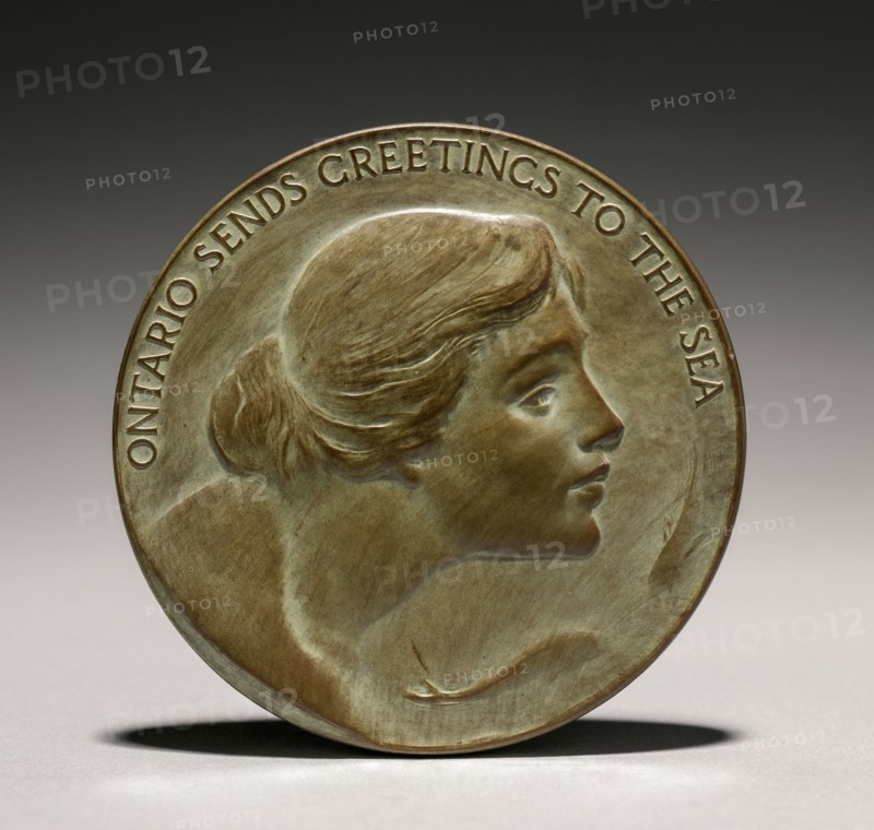 Medal: Ontario Sends Greetings to the Sea, 1800s-1900s. Lorado Taft (American, 1860-1936). Bronze; diameter: 7.4 cm (2 15/16 in.).