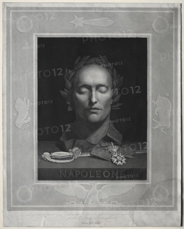 Mask of Napoleon, 1834. Luigi Calamatta (Italian, 1801-1869). Engraving