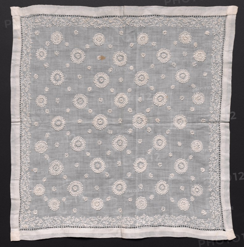 Square, 1800s. France, 19th century. Embroidery: linen; overall: 35.5 x 36.8 cm (14 x 14 1/2 in.).