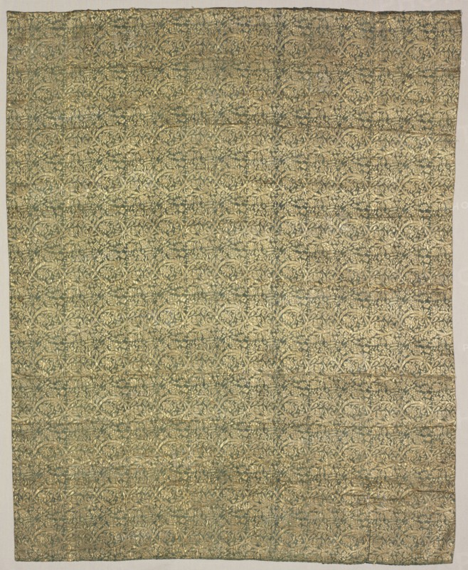 Fragment, 1800s. Iran, 19th century. Compound weave: silk and gold; overall: 62.3 x 76.2 cm (24 1/2 x 30 in.)