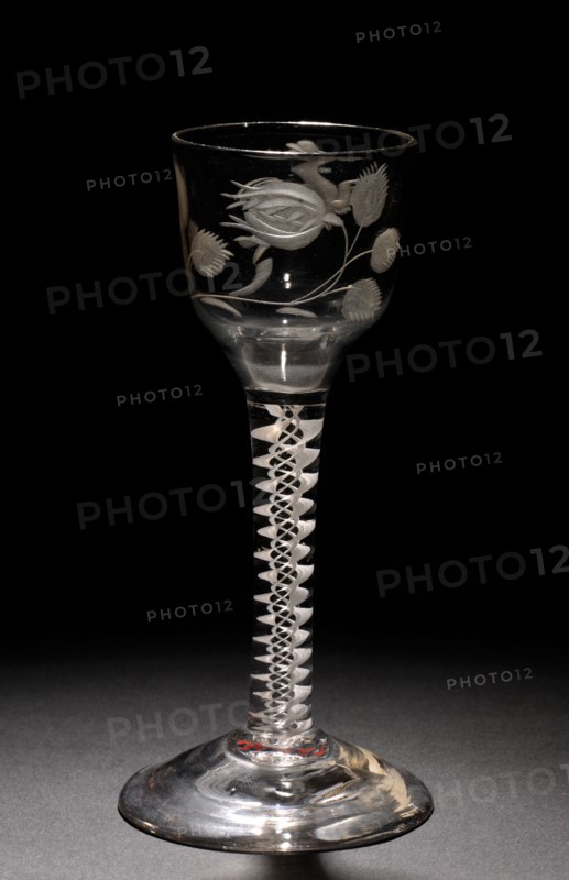 Wine Glass, 1750-1799. England, 18th century. Glass; diameter: 4.8 cm (1 7/8 in.); overall: 14 x 6.8 cm (5 1/2 x 2 11/16 in.).