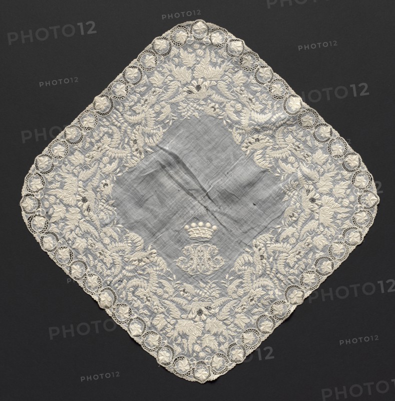 Handkerchief, early 1800s. France, 19th century. Embroidery: linen; overall: 34.9 x 34.9 cm (13 3/4 x 13 3/4 in.).