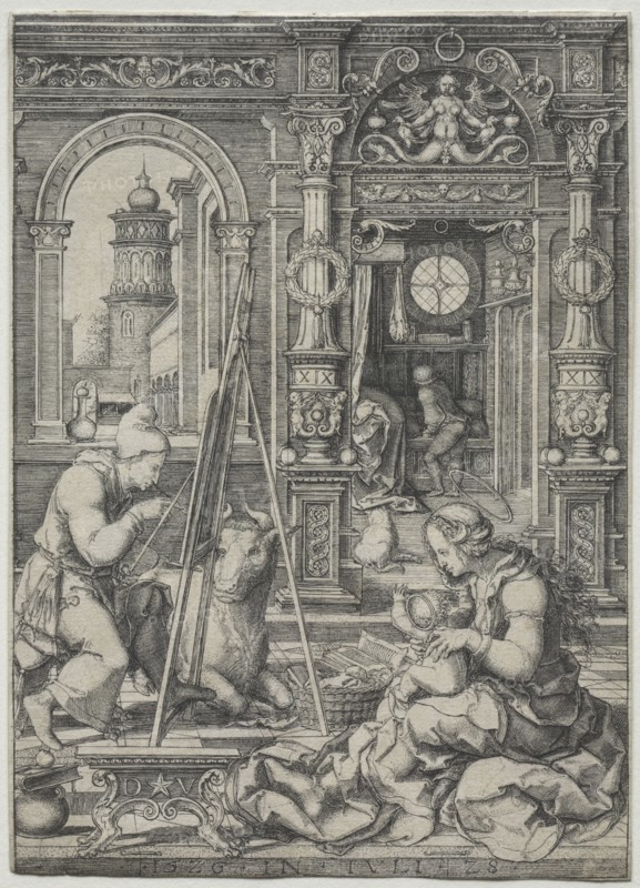 St. Luke Painting the Virgin, 1526. Dirk Vellert (Netherlandish, 1480/85-1547). Engraving