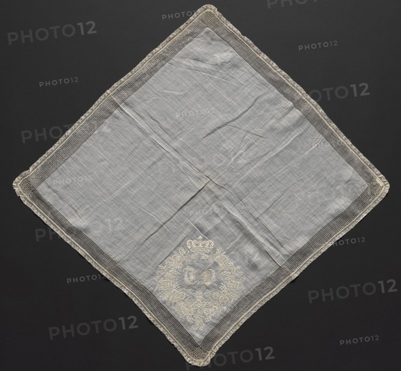 Handkerchief, 1700s. France ?, 18th century. Embroidery on linen ground; lace edging; overall: 54 x 52.1 cm (21 1/4 x 20 1/2 in.)