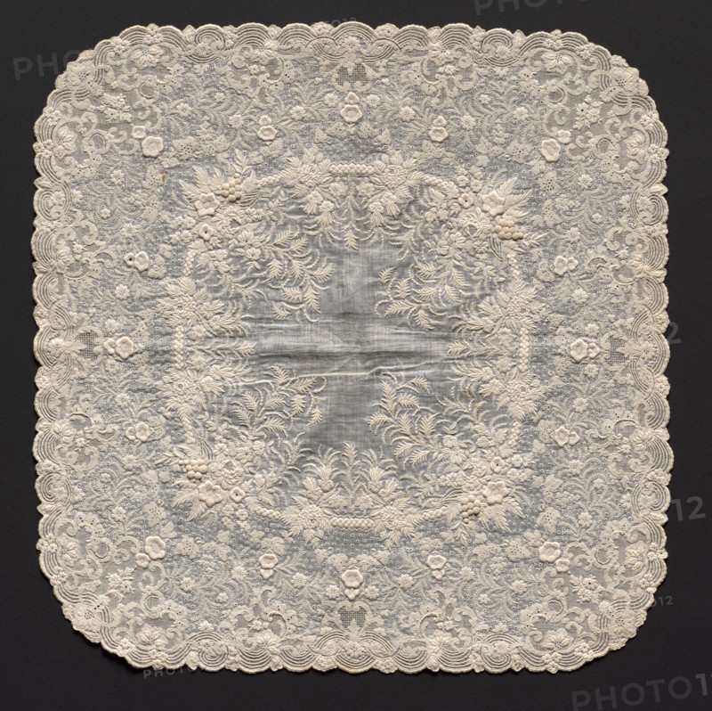 Embroidered Handkerchief, early 19th century. Switzerland, early 19th century. Embroidery: linen; average: 38.1 x 38.1 cm (15 x 15 in.).