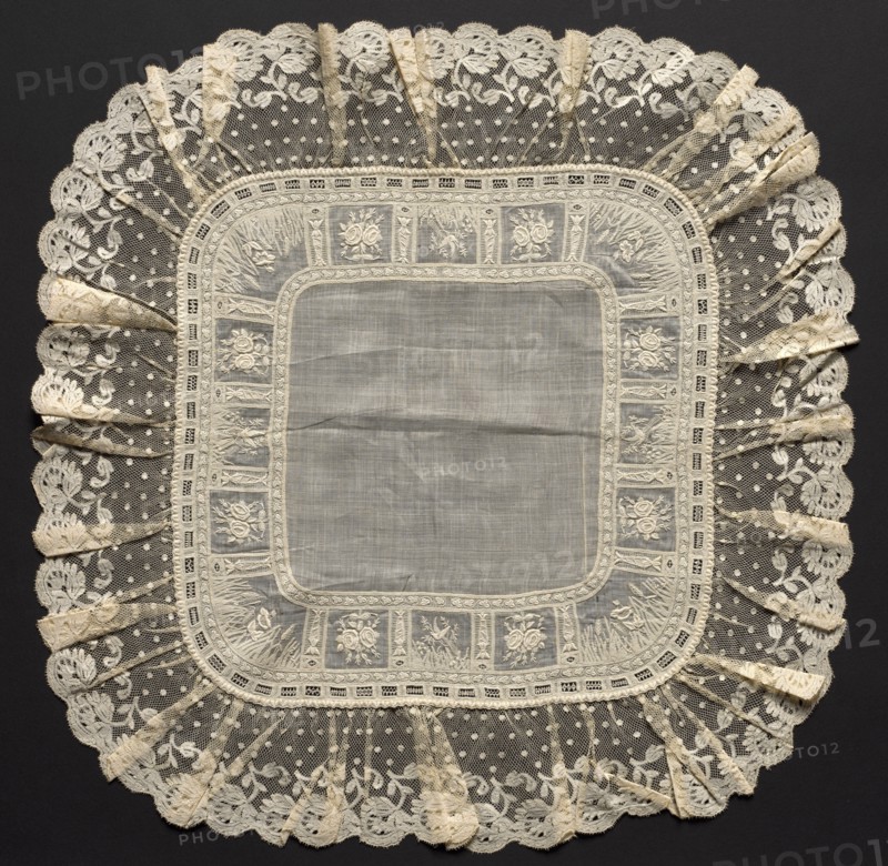 Embroidered Handkerchief, early 19th century. Switzerland, early 19th century. Embroidery: linen; average: 49.5 x 49.5 cm (19 1/2 x 19 1/2 in.).