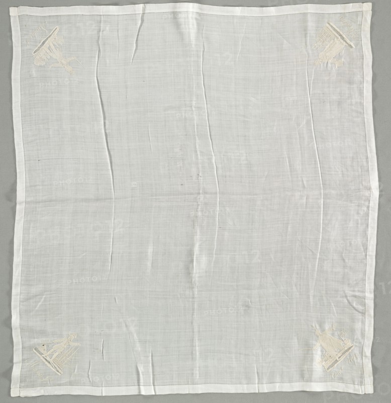 Handkerchief, c 1800-1825. Russia or France, Early 19th century. Embroidered cotton; overall: 66 x 71.8 cm (26 x 28 1/4 in.).