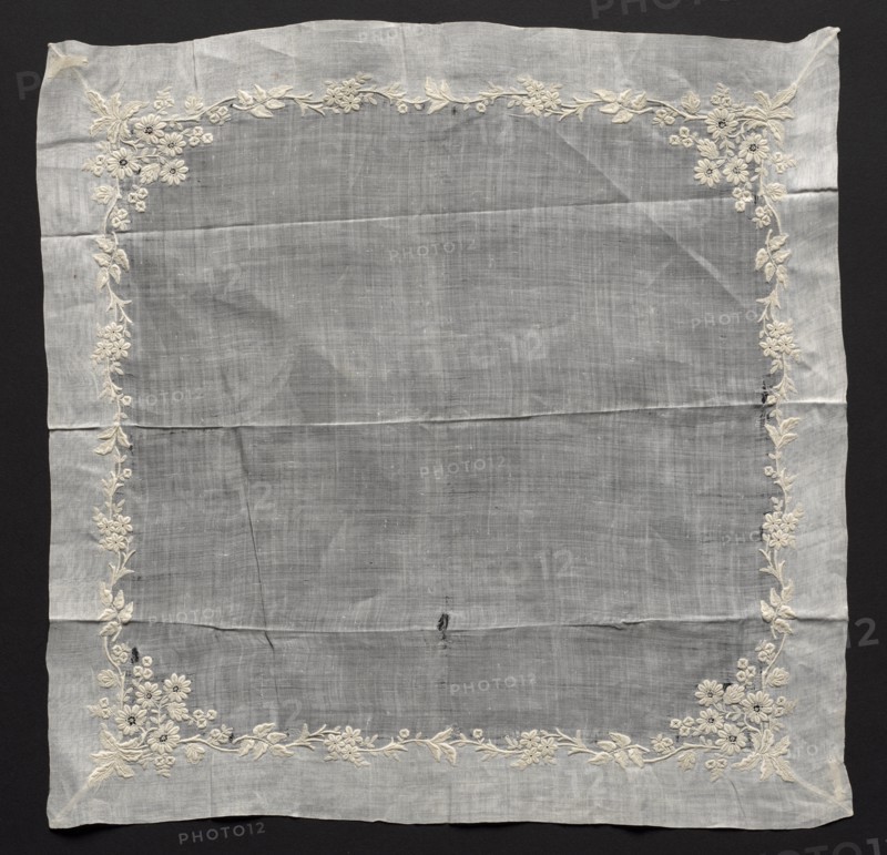 Embroidered Handkerchief, late 19th century. Switzerland, late 19th century. Embroidery: linen; average: 38.1 x 38.1 cm (15 x 15 in.).