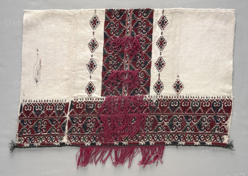 Sleeve (?), 1800s. Greece, Thrace, Sarakatsani People, 19th century. Embroidery: silk on cotton tabby ground; overall: 35.3 x 54 cm (13 7/8 x 21 1/4 in.).