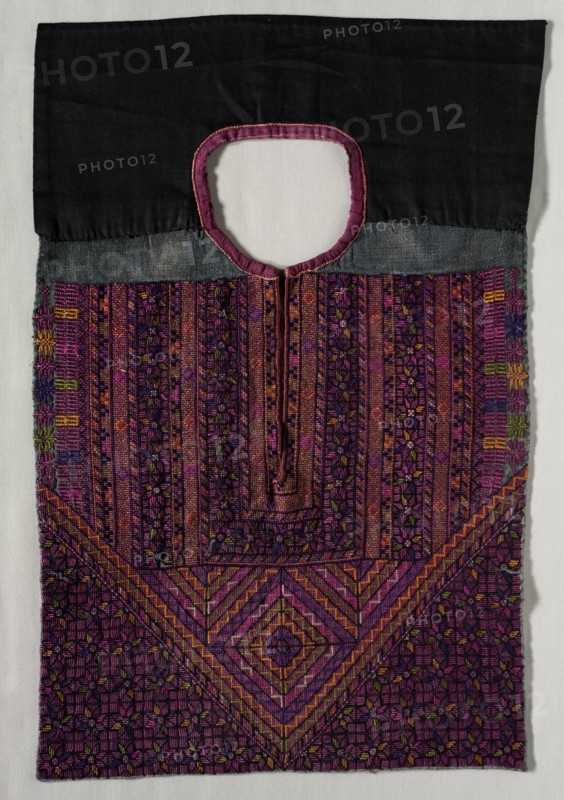 Embroidered Blouse Front, 19th century. Palestine, 19th century. Embroidery; silk on linen; average: 36.2 x 35.6 cm (14 1/4 x 14 in.).