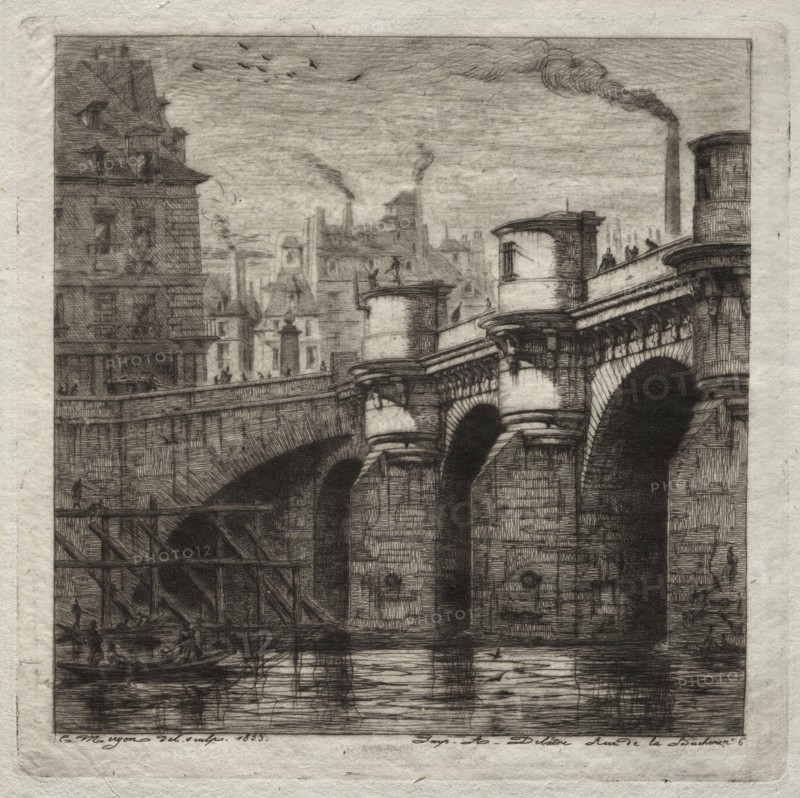 Etchings of Paris:  The New Bridge, 1853. Charles Meryon (French, 1821-1868). Etching