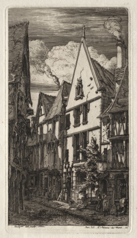 Etchings of Paris:  à Bourges, 1853. Charles Meryon (French, 1821-1868). Etching