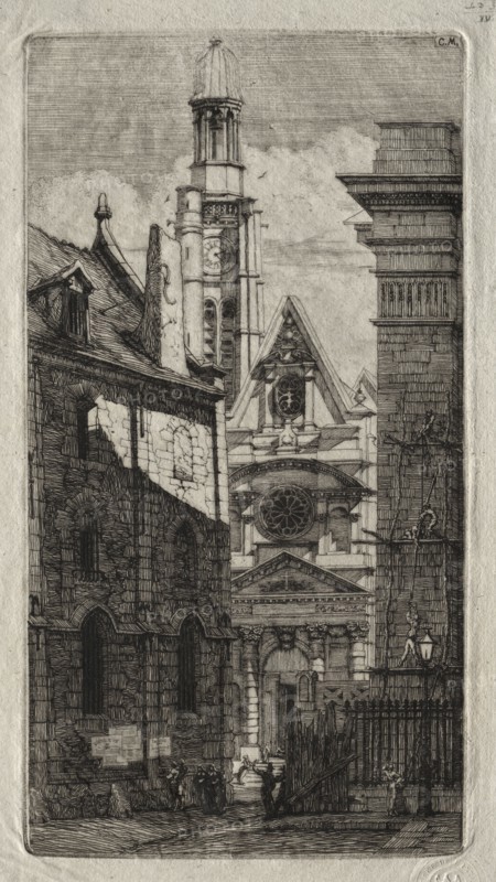 Etchings of Paris:  Church of St. Stephen of the Mount, 1852. Charles Meryon (French, 1821-1868). Etching