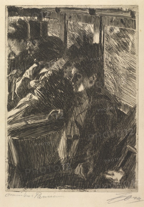 Omnibus, 1892. Anders Zorn (Swedish, 1860-1920). Etching