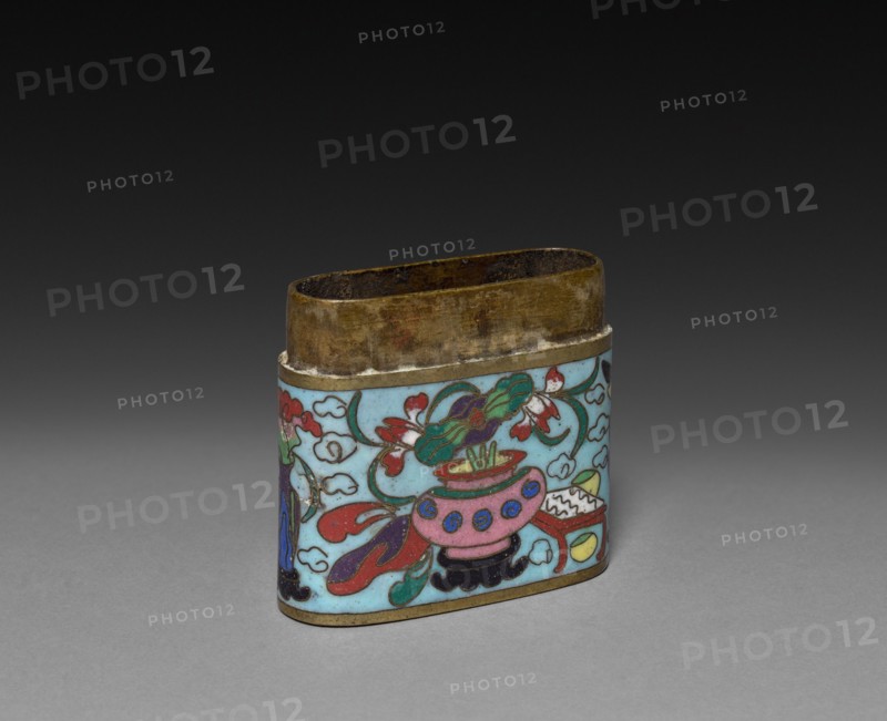 Cloisonne Opium Box, c 1800s. Japan, 19th century. Cloisonne enamel; overall: 4.5 x 1.9 cm (1 3/4 x 3/4 in.).